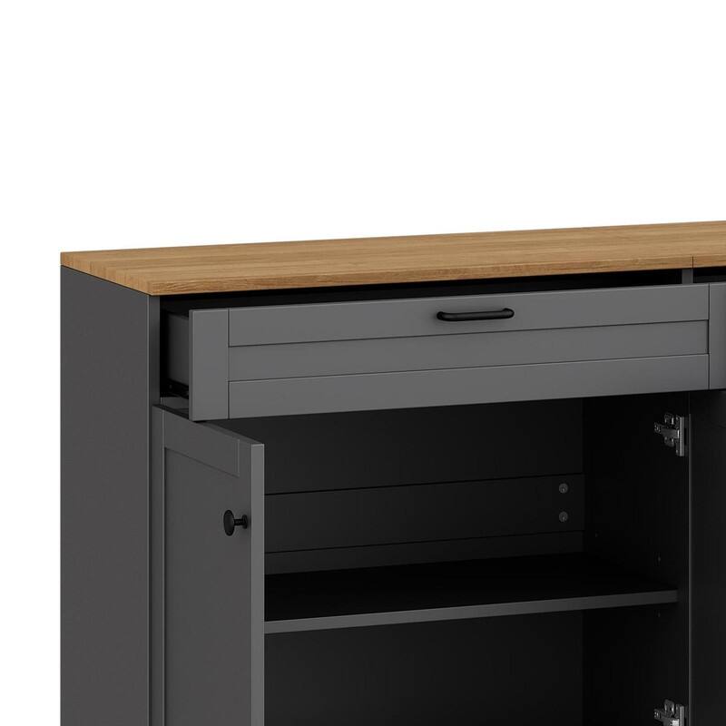 Farmhouse TV Stand 2 Drawers for TVs Up to 70",Mid-Century Buffet Cabinet with Adjustable Shelves