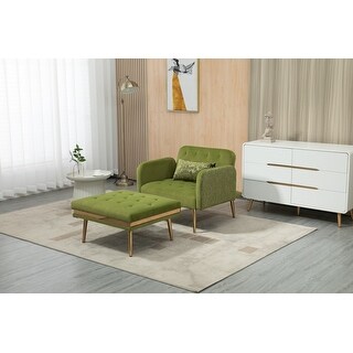 2 in 1 Chaise Velvet Lounge Chair Accent Chair with 3 Reclining Angles ...