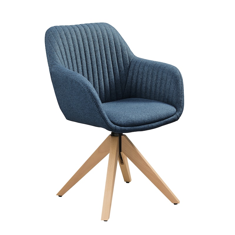 Art Leon Classical Swivel Office Accent Chair with Wood Legs - Muted Blue Fabric