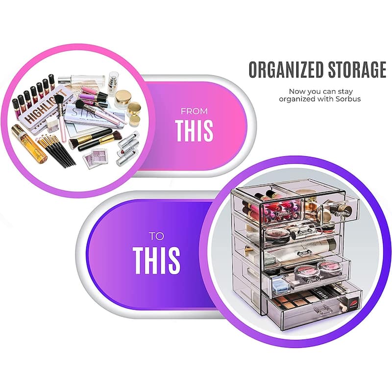Sorbus New Cosmetics and Jewelry Big Storage Case Display - 4 large, 2 small drawers - 9.50" L x 6.25" W x 11.25" H