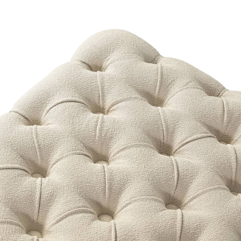 Adeco Linen Rectangle Storage Ottoman for Living Room Bedroom