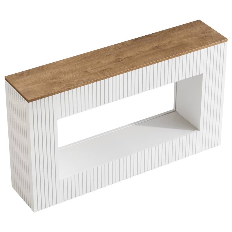 2 Tier Modern Console Table, 55'' Entryway Table with Storage