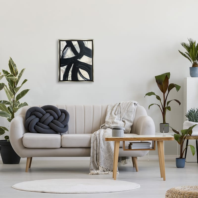 Stupell Dynamic Modern Black Paint Strokes Bold Abstract Floater Frame, Design by Susan Jill