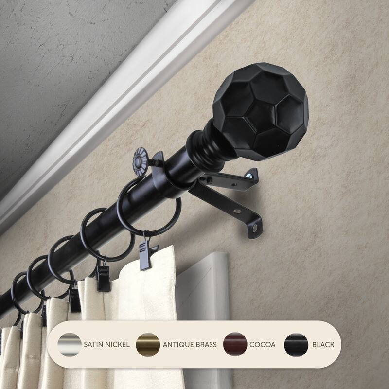 InStyleDesign Finley Adjustable Curtain Rod 13/16 inch dia. - 48 to 84 inches - Black