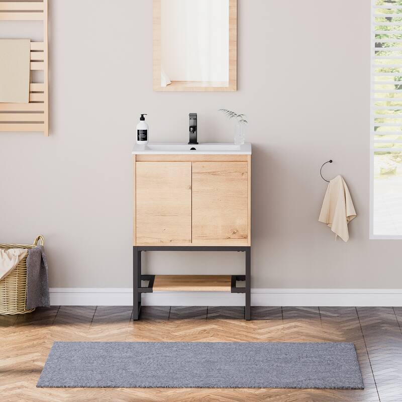Bathroom Vanity Set Under-mount Ceramic Sink Combo Free Standing