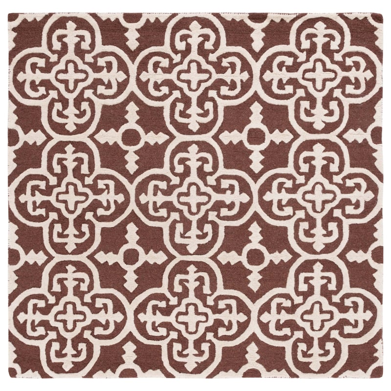 SAFAVIEH Handmade Cambridge Shigemi Modern Wool Rug - 6' Square - Dark Brown/Ivory