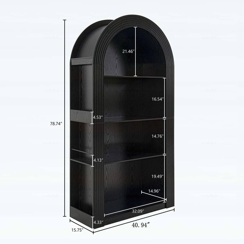 Mid Century Modern 4-Tier Bookcase with Open Display Shelves for Various Rooms