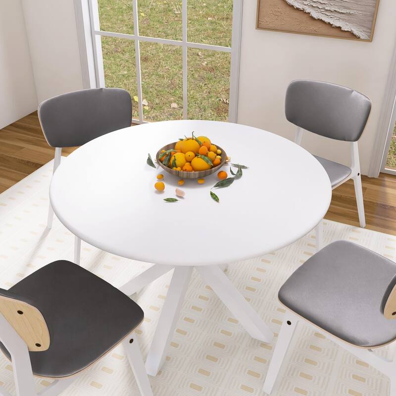 42 Inch Dining Table With Round Table Top and Steel Cross Legs - 29"H x 42"L x 42"W