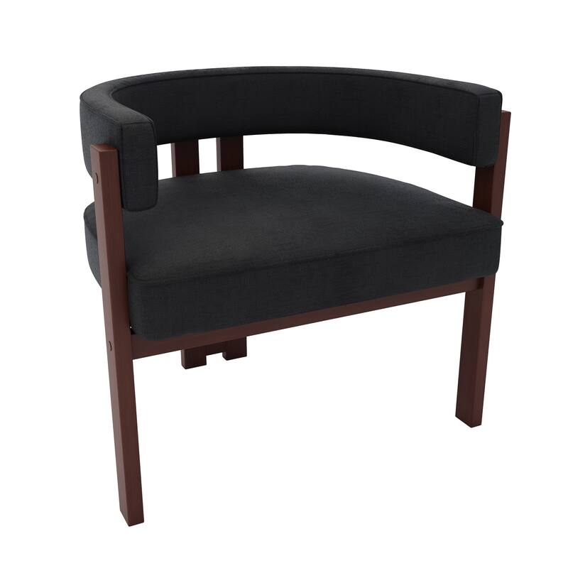 Modern Accent Chair, Upholstered Armchair with Open Back, 3 Legs Barrel Dining Chair Comfy Casual Side Chair Set of 2