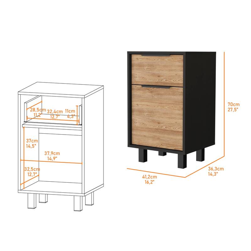 Nightstand with 1 Drawer and Single Door Cabinet