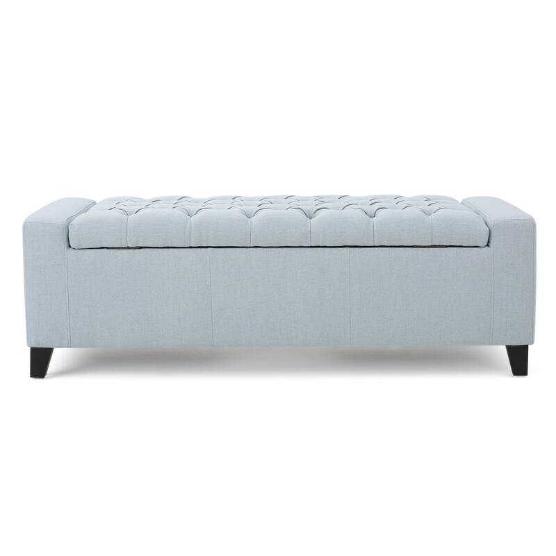 50.75" Fabric End of Bed Storage Bench, Upholstered Storage Ottoman Bench with Safety Hinge, Stylish Large Ottoman