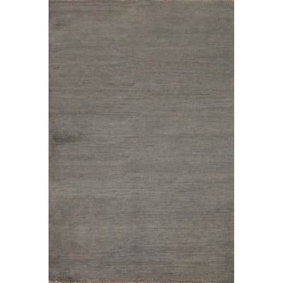 Gray Contemporary Gabbeh Oriental Foyer Rug Hand-Knotted Wool Carpet - 3'2"x 4'9"