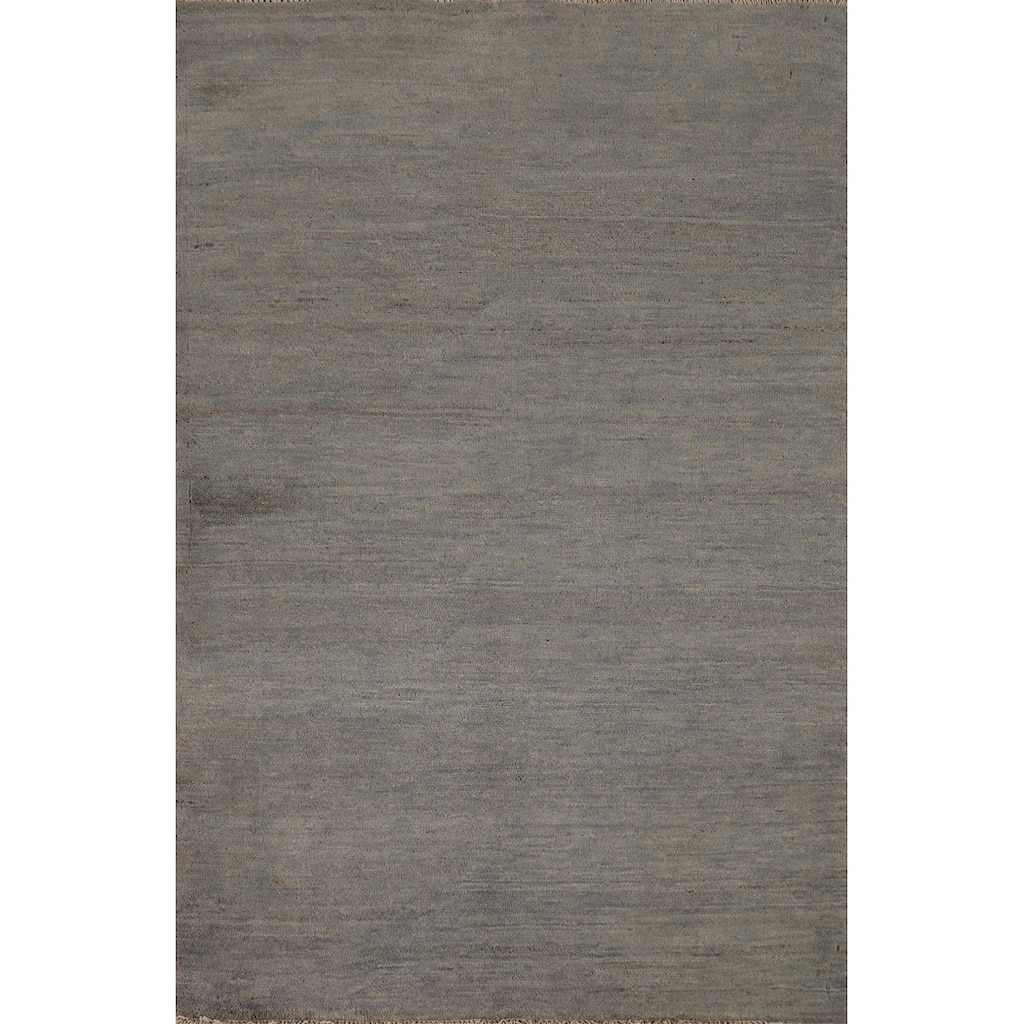 Gray Contemporary Gabbeh Oriental Foyer Rug Hand-Knotted Wool Carpet - 3'2"x 4'9"