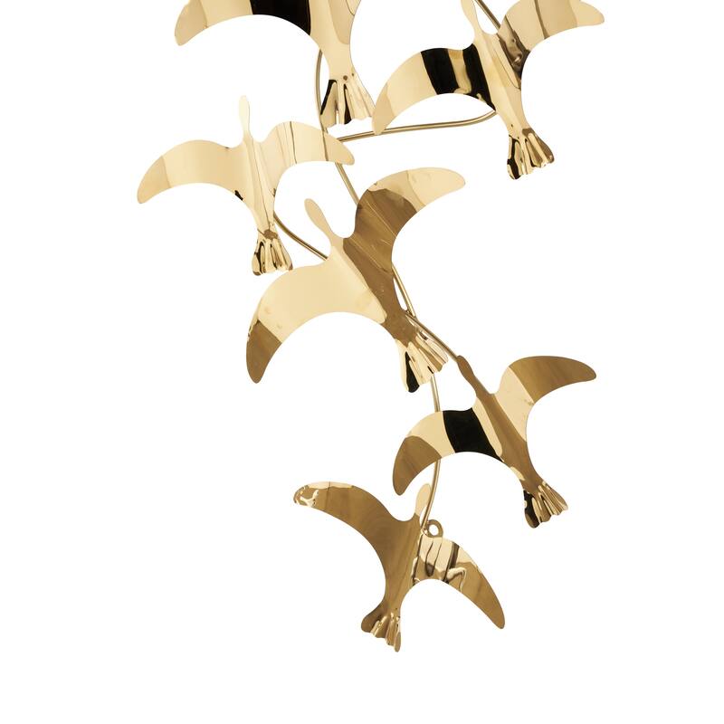 Stainless Steel Metal Bird Minimalistic Flying Home Wall Decor - Gold - Roche River Decor