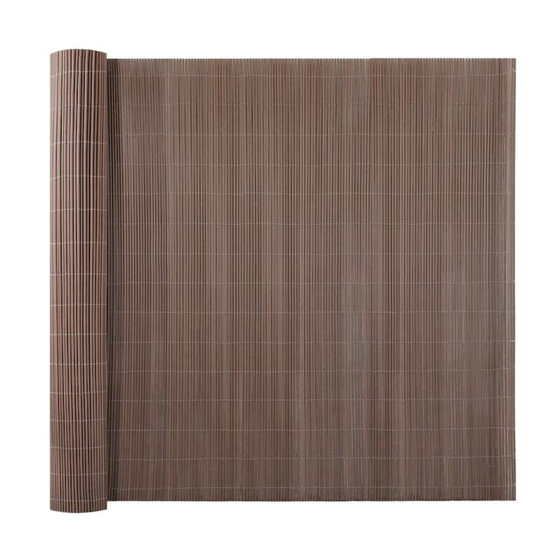 6 ft H x 8 ft W All-Weather Synthetic Bamboo Fence Panel, PVC - Brown