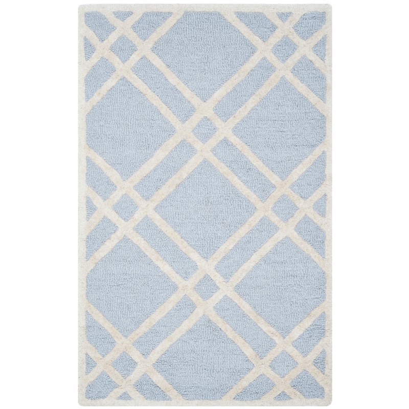 SAFAVIEH Handmade Cambridge Polona Modern Moroccan Wool Rug - 2'6" x 4' - Light Blue/Ivory