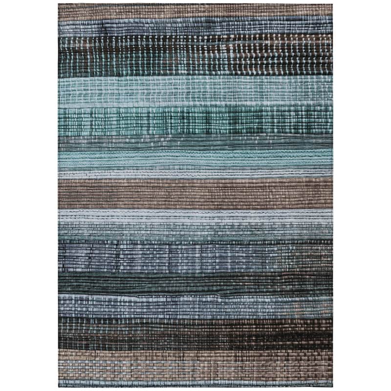 HomeRoots Striped Transitional Rectangle Outdoor Rug
