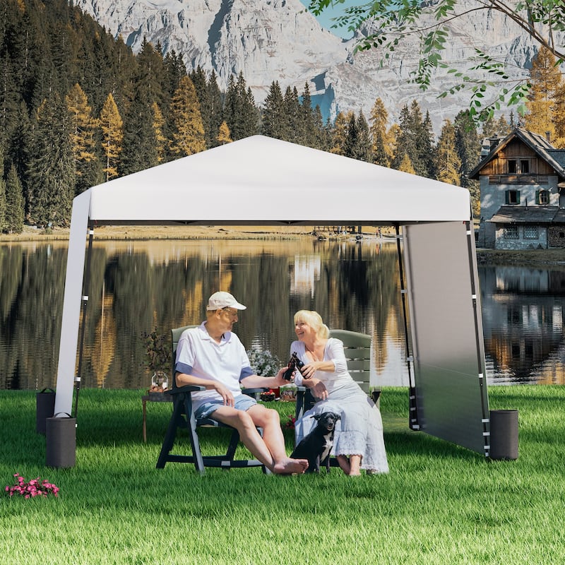 10x10 FT Pop-Up Canopy with 2 Sidewalls - Heavy-Duty Waterproof, UV-Resistant Tent for Outdoor Events, Markets & Gatherings