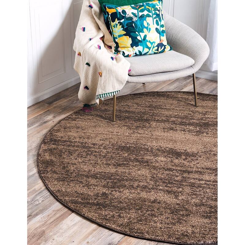Contemporary Weby Collection Area Rug - 6' Round - Brown