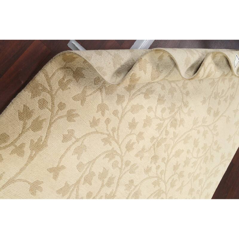 Floral Nepalese Vegetable Dye Wool Area Rug Hand-knotted Office Carpet - 5'8" x 8'7"