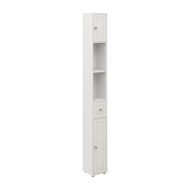 Slim Bathroom Storage Cabinet, Freestanding Narrow Floor Cabinet, Bathroom Cabinet with 1 Drawer, 2 Doors & Adjustable Shelves
