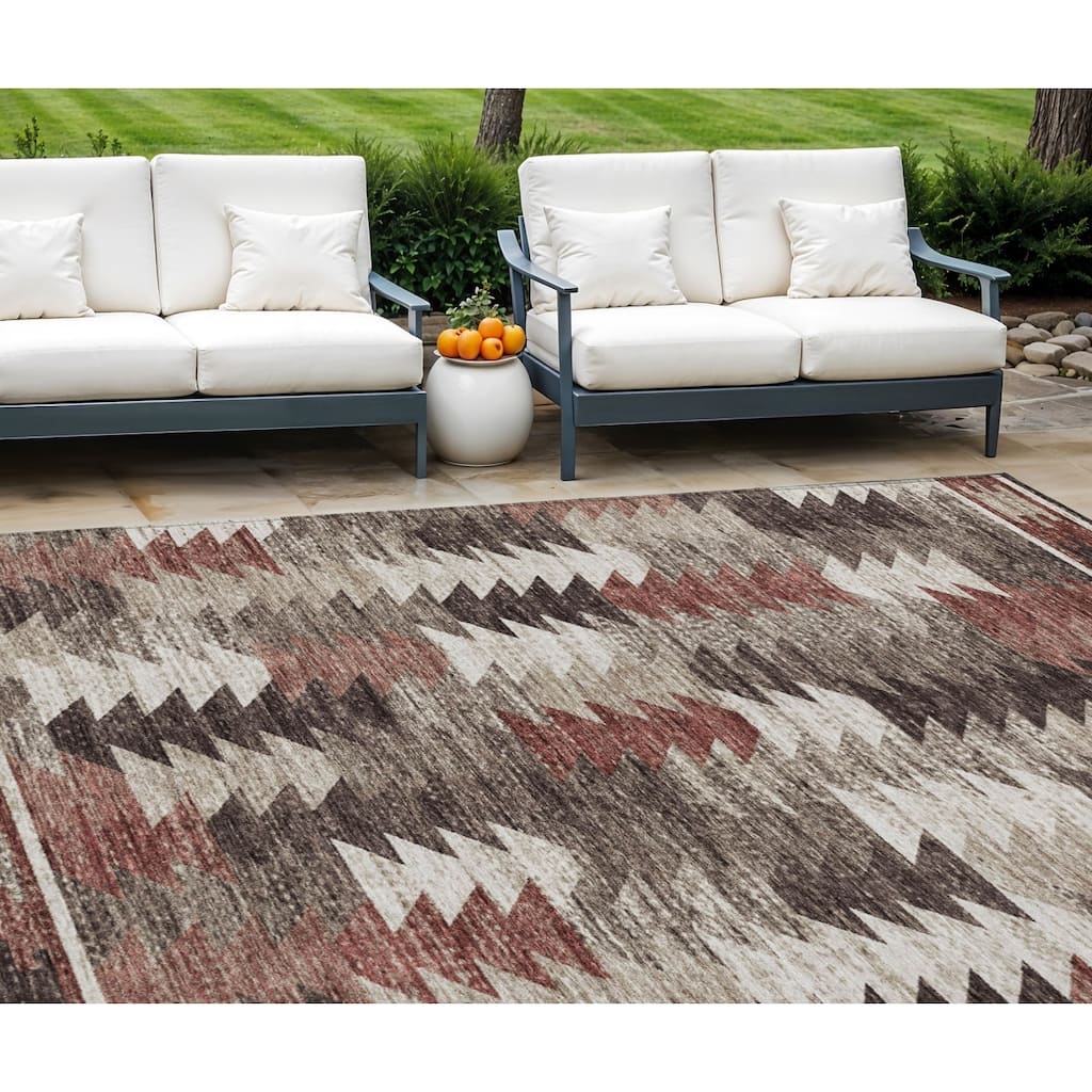 HomeRoots Southwestern Transitional Rectangle Outdoor Rug