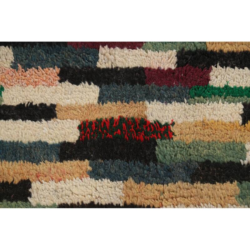 Checkered Moroccan Oriental Wool Area Rug Handmade Living Room Carpet - 10'1" x 14'6"