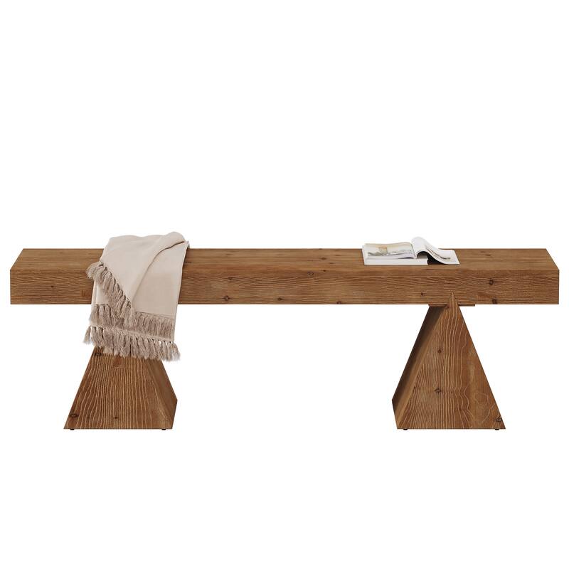 63" Solid Wood Bench, End of Bed Bench, Farmhouse Entryway Benches for Bedroom, Hallway, Kitchen