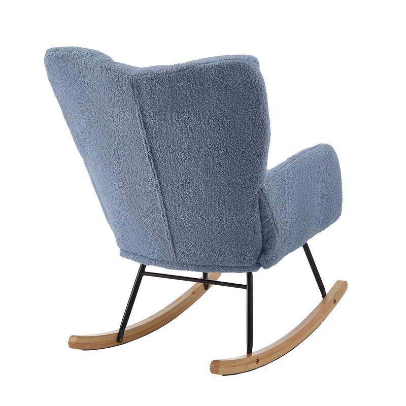 Reading Chair Rocking Chair with Wood Legs, Rustic Side Chair Office Chair Light Blue Coffee Chair Accent Chair