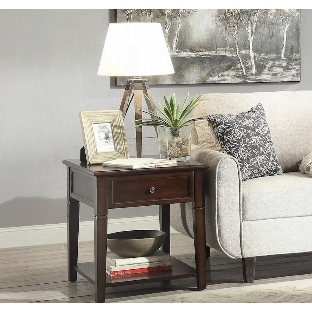 Malachi Walnut Finish End Table Modern End Table Solutions，Compact End Table Collection