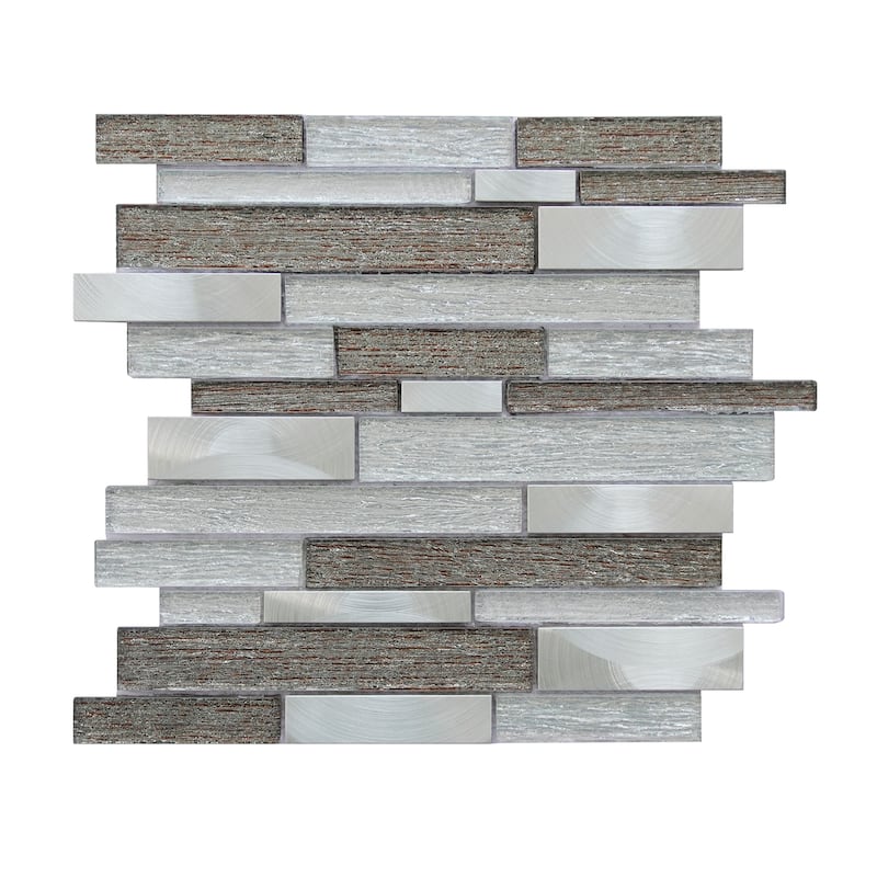 Altair Glena Rectangular Laminated Glass Mosaic Mix Aluminum Wall Tile - Case - Multi