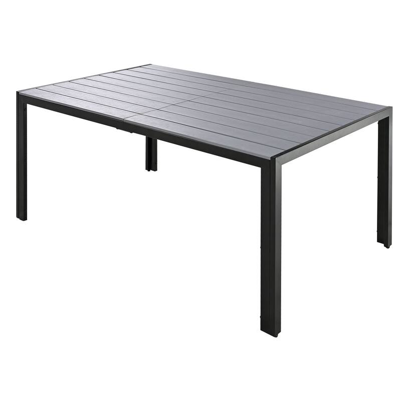 7 Pcs Outdoor Steel Dining Table and Chair Set, All Weather Patio Furniture Set with Rectangular Table and 6 Dining Chair