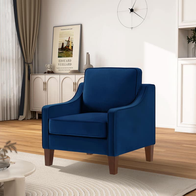 Modern Velvet Upholstered Accent Chair Single Sofa Armchair