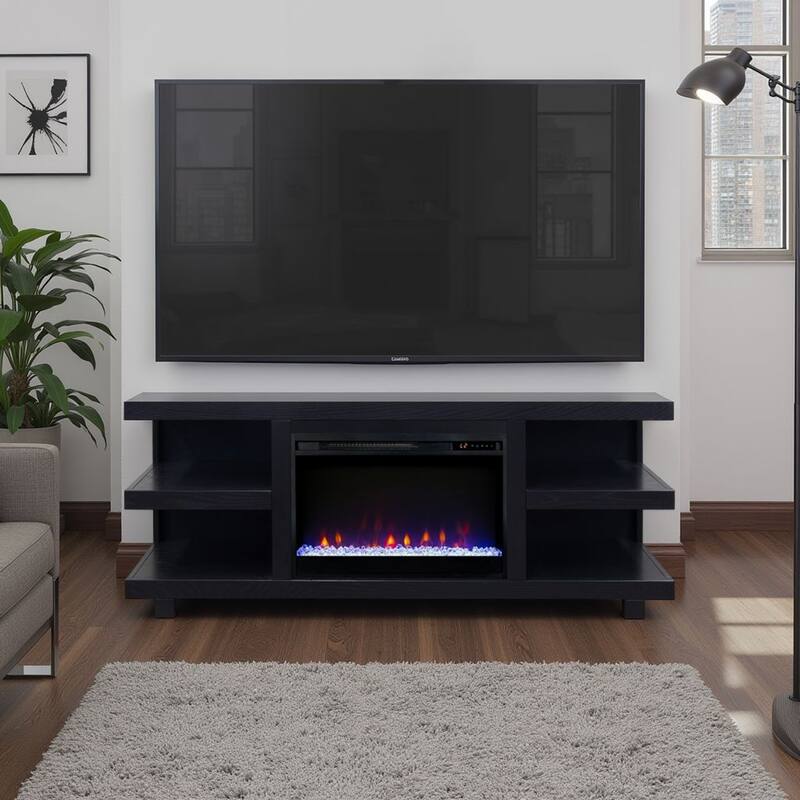 Bridgevine Home Laurel Canyon 65 inch Fireplace TV Stand for TVs up to 75 inches, Minimal Assembly - Clove
