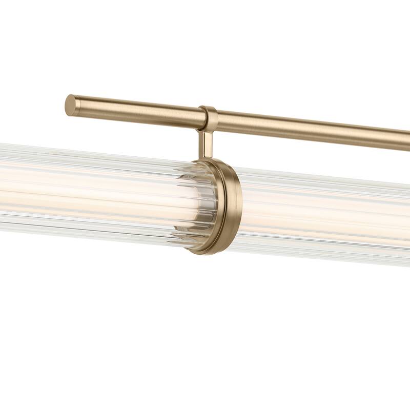 Riven 60.25 Inch LED 1 Light Linear Chandelier with Clear Fluted Glass in Champagne Bronze
