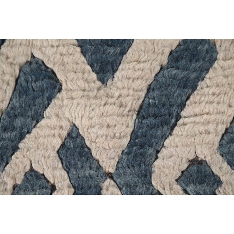Navy Blue Moroccan Oriental Area Rug Hand-Knotted Wool Carpet - 5'8"x 8'3"
