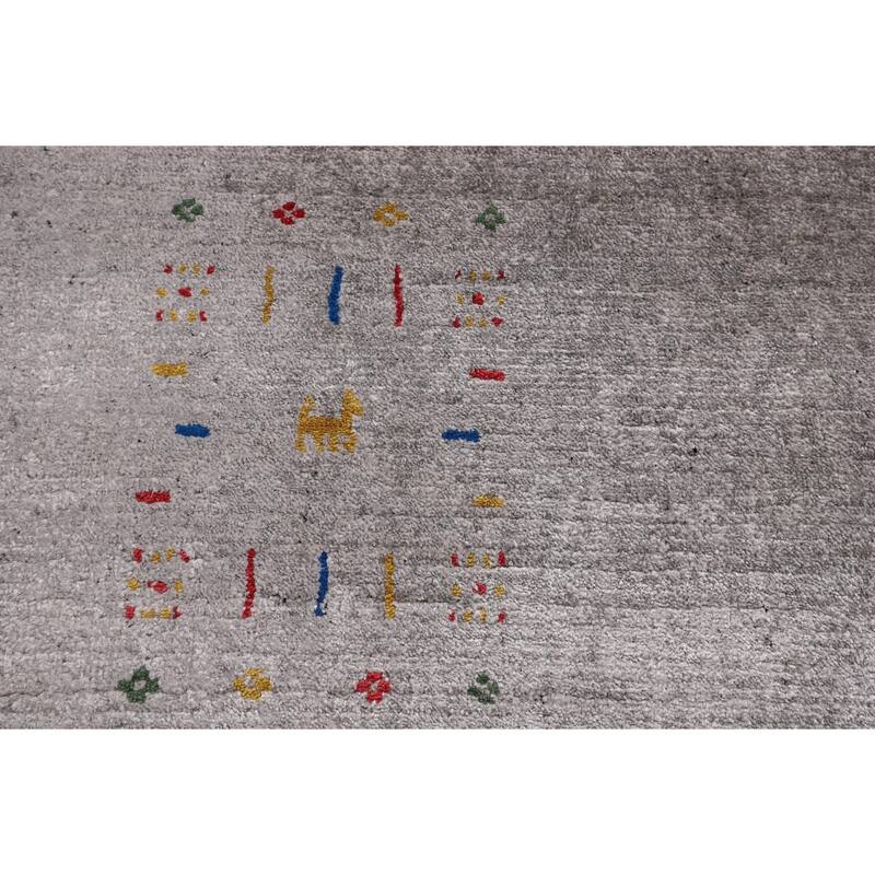 Tribal Gabbeh Oriental Area Rug Handmade Silk Carpet - 7'11" x 9'9"