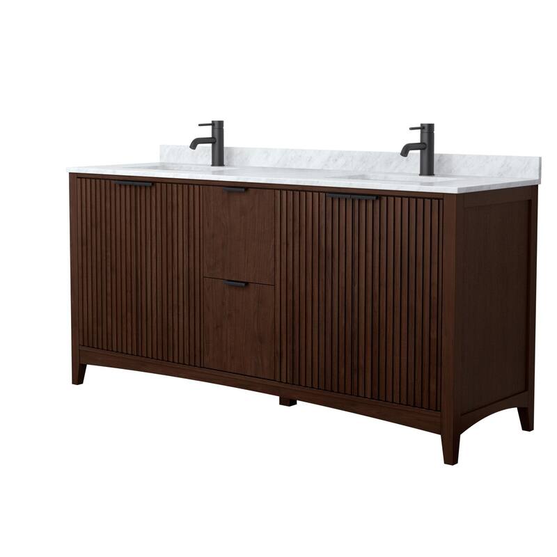Wyndham Collection WCF9191-72D-CMUNSMXX Palmilla 72" Free Standing - Dark Walnut / Matte Black Hardware