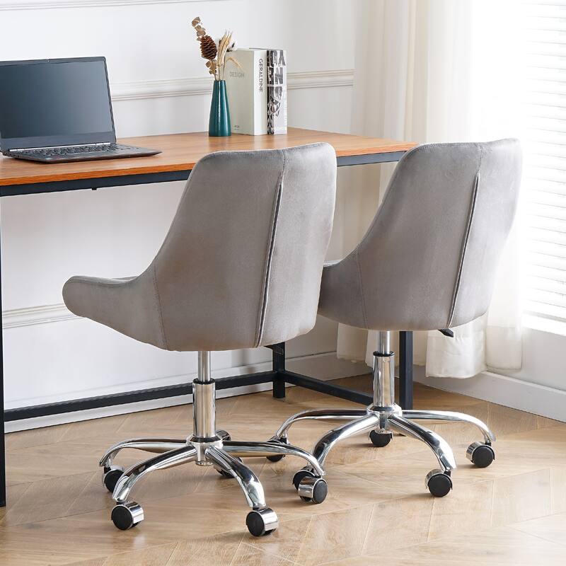 Modern Adjustable Height Velvet Dining Chair with Wheels Set of 1.