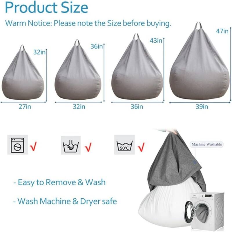 (No Filler) Extra Soft Bean bag Seat Chair Covers