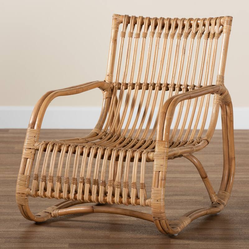 Blanca Modern Bohemian Natural Rattan Accent Chair