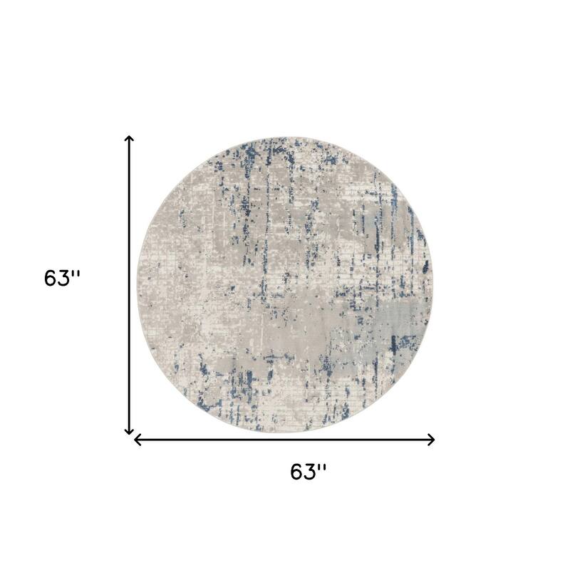 Rade Power Loomed Geometric Abstract Area Rug By HomeRoots - 5' Round