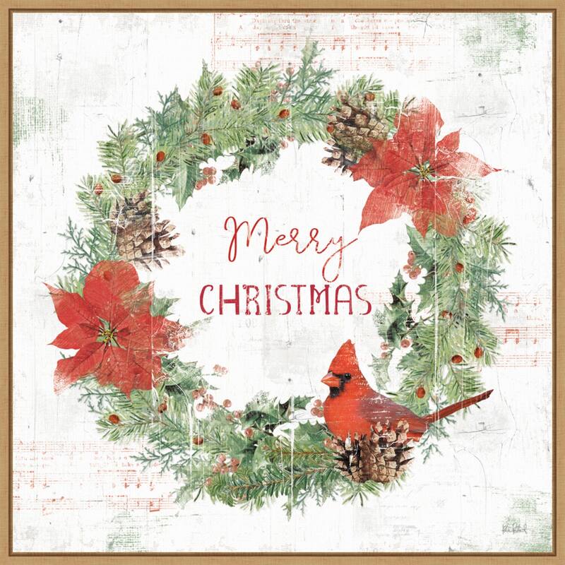 Wooded Holiday V Christmas by Katie Pertiet Canvas Art Framed - 22 x 22 in