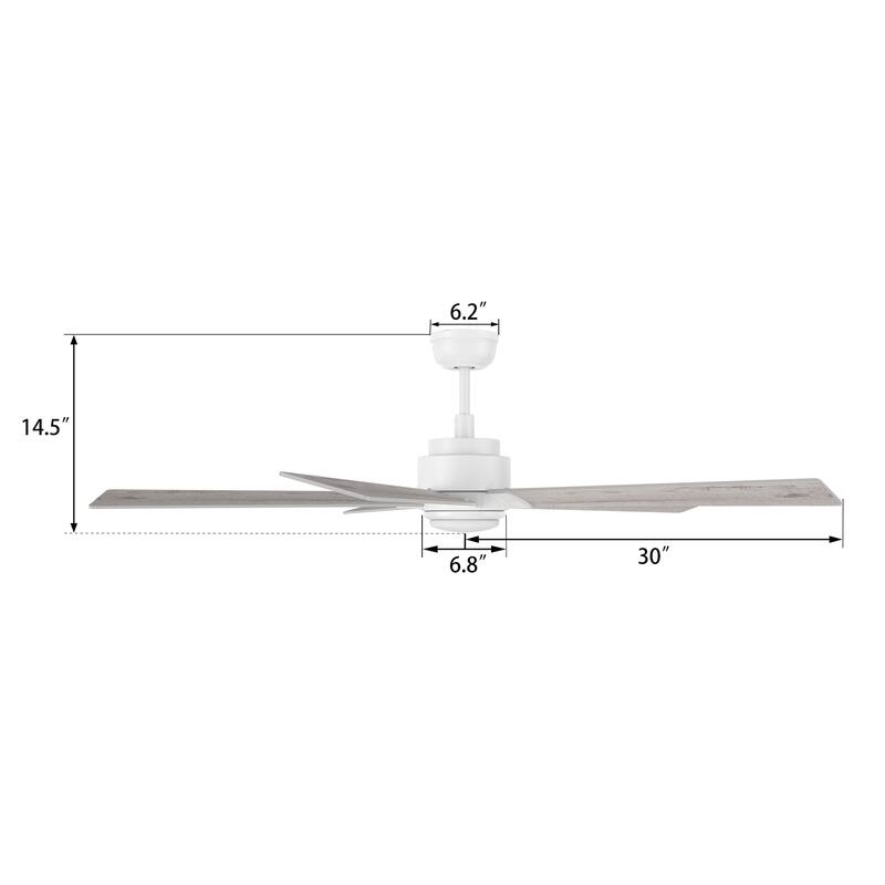 CARRO Livingston 60-inch Indoor Ceiling Fan with LED Light and Remote-Downrod - N/A