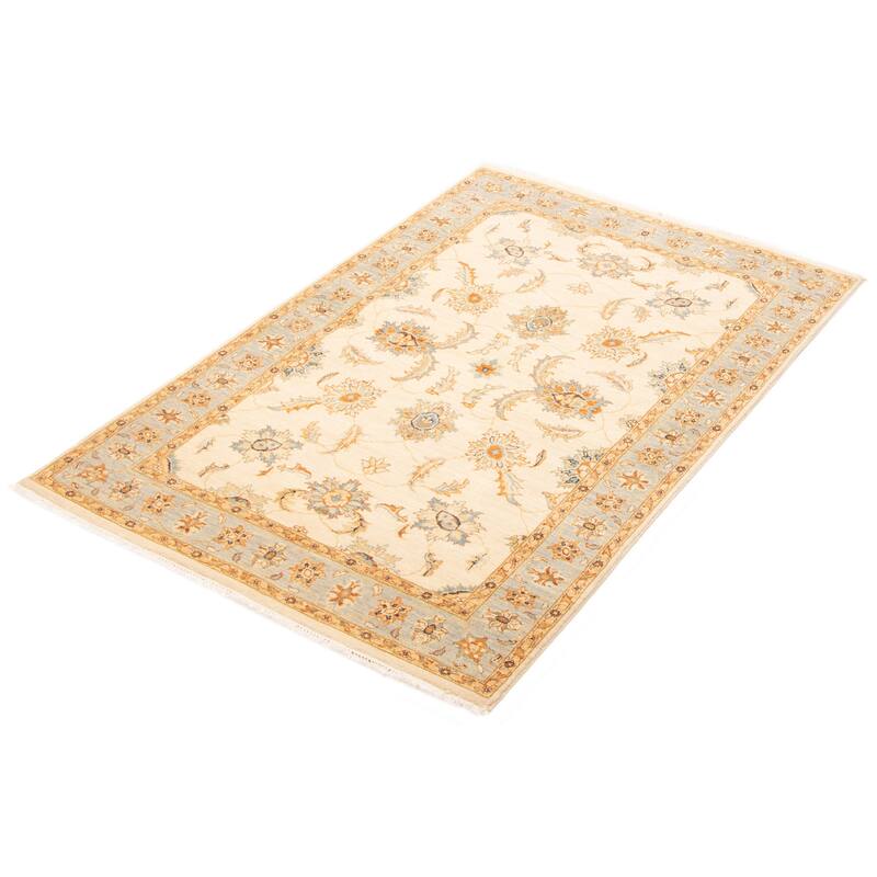 ECARPETGALLERY Hand-knotted Jamshidpour Cream Wool Rug - 4'0 x 6'0