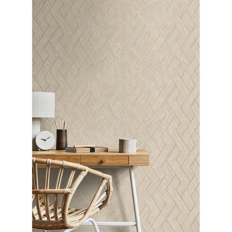 Advantage Ember Taupe Geometric Basketweave Wallpaper