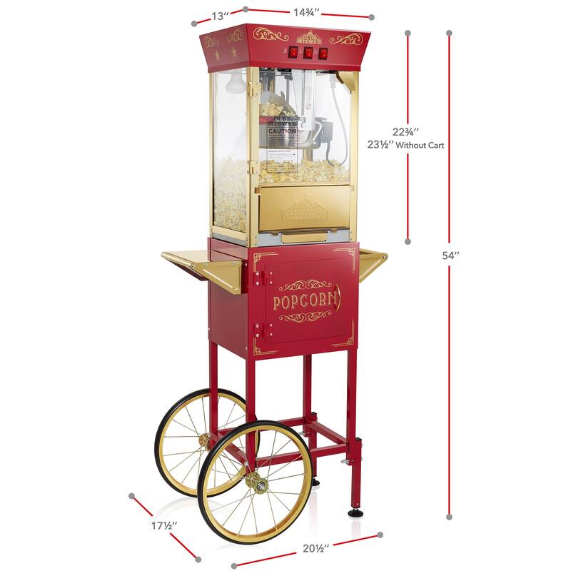 Movie TheaterStyle Popcorn Machine with Cart and 10oz Kettle