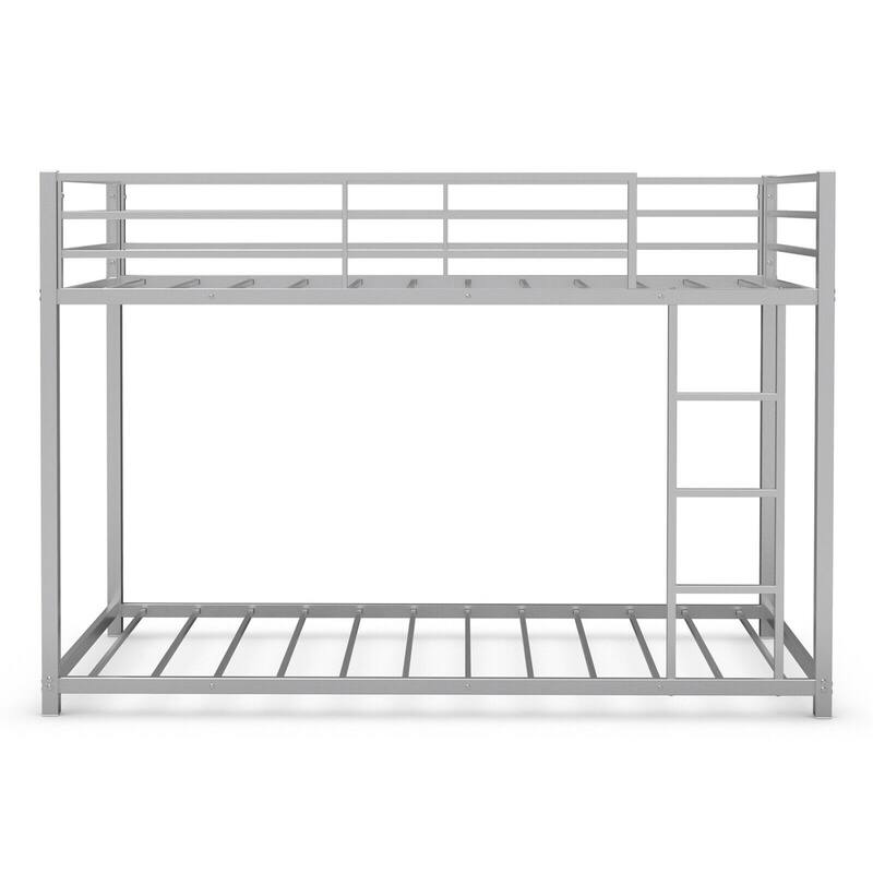 Gymax Twin Bunk Bed Twin Over Frame Platform W/ Guard Rails & Side