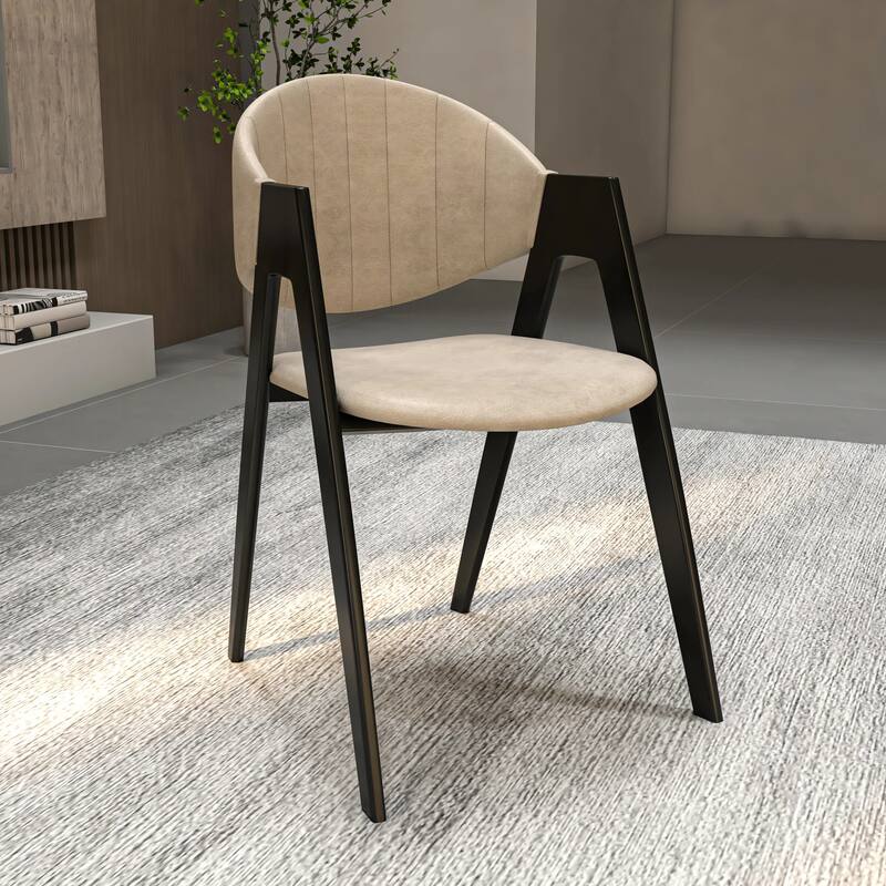 Savor Mid-Century Modern Upholstered Dining Chair with Curved Back and Iron Base for Home & Kitchen Set of 4