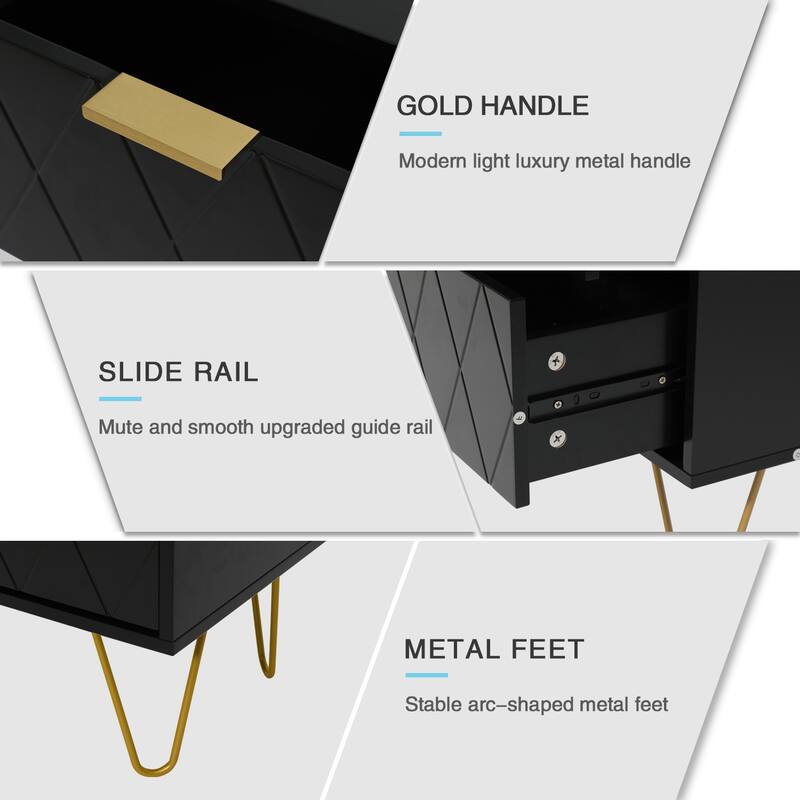 4 Drawer Dresser and 2 Set Nightstand for Bedroom Combo
